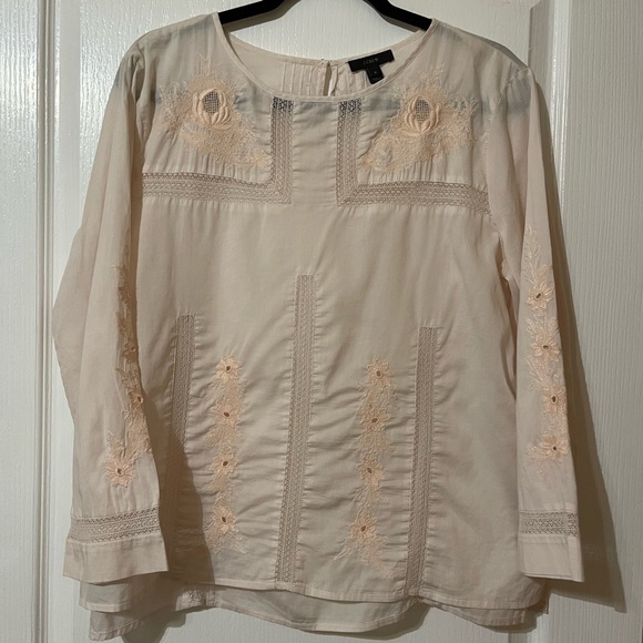 J. Crew Tops - J Crew Embroidered Blush Salmon Blouse Size 8